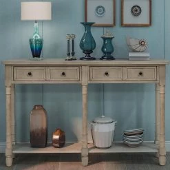 58 in. Gray Wash Standard Rectangle Wood Console Table by ATHMILE -ATHMILE Sales Store wash gray athmile console tables gzx b2w20220586 fa 1000