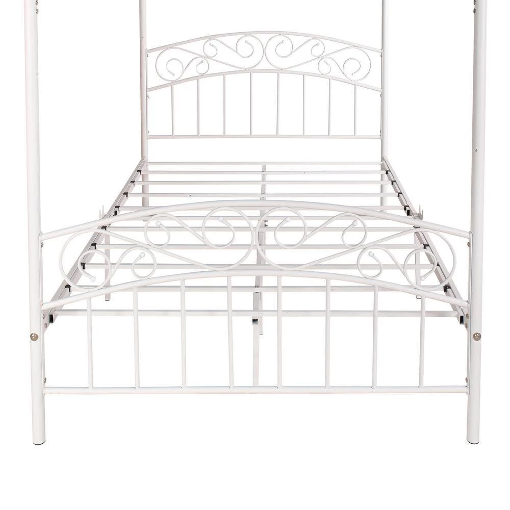77.95 in. W White Non-upholstered Metal Frame Twin Canopy Bed by ATHMILE 5 77.95 in. W White Non-upholstered Metal Frame Twin Canopy Bed by ATHMILE - Image 5