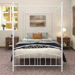 77.95 in. W White Non-upholstered Metal Frame Twin Canopy Bed by ATHMILE 11 77.95 in. W White Non-upholstered Metal Frame Twin Canopy Bed by ATHMILE -ATHMILE Sales Store whie athmile canopy beds gz b2w20221395 31 1000