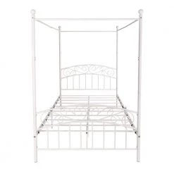 77.95 in. W White Non-upholstered Metal Frame Twin Canopy Bed by ATHMILE