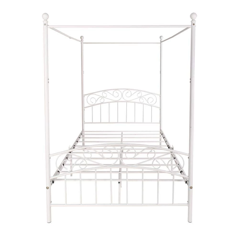 77.95 in. W White Non-upholstered Metal Frame Twin Canopy Bed by ATHMILE 1 77.95 in. W White Non-upholstered Metal Frame Twin Canopy Bed by ATHMILE