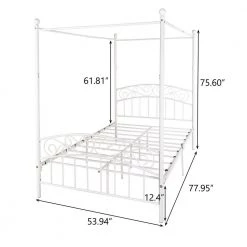 77.95 in. W White Non-upholstered Metal Frame Twin Canopy Bed by ATHMILE 8 77.95 in. W White Non-upholstered Metal Frame Twin Canopy Bed by ATHMILE -ATHMILE Sales Store whie athmile canopy beds gz b2w20221395 c3 1000