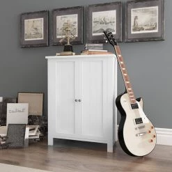 White Bathroom Floor Storage Cabinet with Double Door and Adjustable Shelf by ATHMILE 19 White Bathroom Floor Storage Cabinet with Double Door and Adjustable Shelf by ATHMILE -ATHMILE Sales Store white athmile accent cabinets gz b2w20220289 31 1000