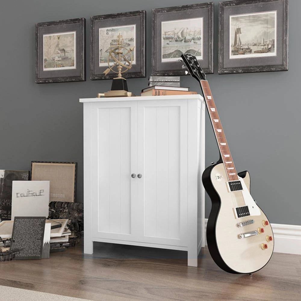 White Bathroom Floor Storage Cabinet with Double Door and Adjustable Shelf by ATHMILE 10 White Bathroom Floor Storage Cabinet with Double Door and Adjustable Shelf by ATHMILE - Image 10