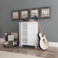 White Bathroom Floor Storage Cabinet with Double Door and Adjustable Shelf by ATHMILE 13 White Bathroom Floor Storage Cabinet with Double Door and Adjustable Shelf by ATHMILE -ATHMILE Sales Store white athmile accent cabinets gz b2w20220289 77 1000