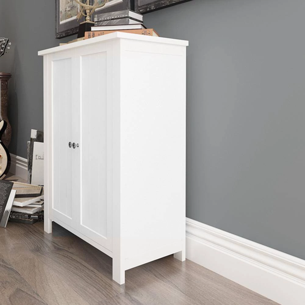 White Bathroom Floor Storage Cabinet with Double Door and Adjustable Shelf by ATHMILE 2 White Bathroom Floor Storage Cabinet with Double Door and Adjustable Shelf by ATHMILE - Image 2