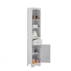 White Tall FreeStanding Storage Cabinet with Door and Adjustable Shelf by ATHMILE 15 White Tall FreeStanding Storage Cabinet with Door and Adjustable Shelf by ATHMILE -ATHMILE Sales Store white athmile accent cabinets gz b2w20220674 1f 1000