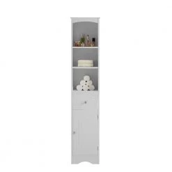 White Tall FreeStanding Storage Cabinet with Door and Adjustable Shelf by ATHMILE 16 White Tall FreeStanding Storage Cabinet with Door and Adjustable Shelf by ATHMILE -ATHMILE Sales Store white athmile accent cabinets gz b2w20220674 44 1000