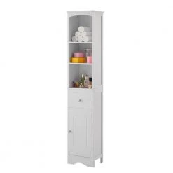 White Tall FreeStanding Storage Cabinet with Door and Adjustable Shelf by ATHMILE 14 White Tall FreeStanding Storage Cabinet with Door and Adjustable Shelf by ATHMILE -ATHMILE Sales Store white athmile accent cabinets gz b2w20220674 4f 1000