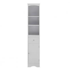 White Tall FreeStanding Storage Cabinet with Door and Adjustable Shelf by ATHMILE