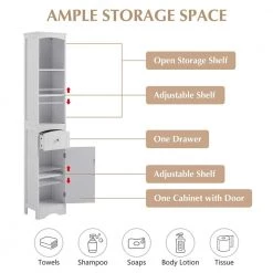 White Tall FreeStanding Storage Cabinet with Door and Adjustable Shelf by ATHMILE 18 White Tall FreeStanding Storage Cabinet with Door and Adjustable Shelf by ATHMILE -ATHMILE Sales Store white athmile accent cabinets gz b2w20220674 76 1000