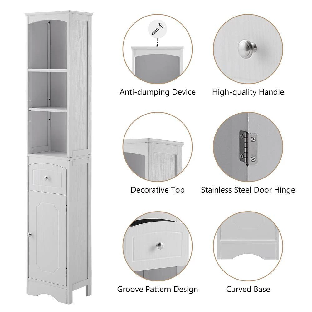 White Tall FreeStanding Storage Cabinet with Door and Adjustable Shelf by ATHMILE 8 White Tall FreeStanding Storage Cabinet with Door and Adjustable Shelf by ATHMILE - Image 8