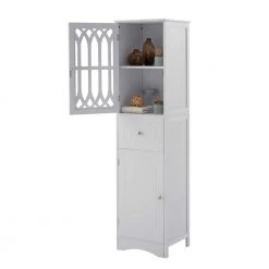 White Tall FreeStanding Storage Cabinet with Door and Adjustable Shelf by ATHMILE 15 White Tall FreeStanding Storage Cabinet with Door and Adjustable Shelf by ATHMILE -ATHMILE Sales Store white athmile accent cabinets gz b2w20220676 1f 1000