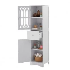 White Tall FreeStanding Storage Cabinet with Door and Adjustable Shelf by ATHMILE 14 White Tall FreeStanding Storage Cabinet with Door and Adjustable Shelf by ATHMILE -ATHMILE Sales Store white athmile accent cabinets gz b2w20220676 4f 1000