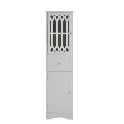 White Tall FreeStanding Storage Cabinet with Door and Adjustable Shelf by ATHMILE