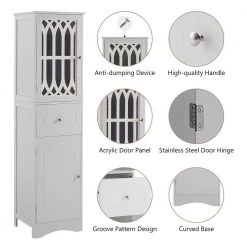 White Tall FreeStanding Storage Cabinet with Door and Adjustable Shelf by ATHMILE 18 White Tall FreeStanding Storage Cabinet with Door and Adjustable Shelf by ATHMILE -ATHMILE Sales Store white athmile accent cabinets gz b2w20220676 76 1000