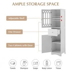 White Tall FreeStanding Storage Cabinet with Door and Adjustable Shelf by ATHMILE 17 White Tall FreeStanding Storage Cabinet with Door and Adjustable Shelf by ATHMILE -ATHMILE Sales Store white athmile accent cabinets gz b2w20220676 fa 1000
