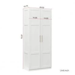 White High Wardrobe and Kitchen Cabinet with 2-Doors and 3-Partitions by ATHMILE 12 White High Wardrobe and Kitchen Cabinet with 2-Doors and 3-Partitions by ATHMILE -ATHMILE Sales Store white athmile accent cabinets gz b2w20220713 c3 1000 1
