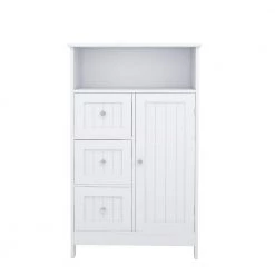 White Standing Storage Cabinet with 3-Drawers and 1-Door by ATHMILE
