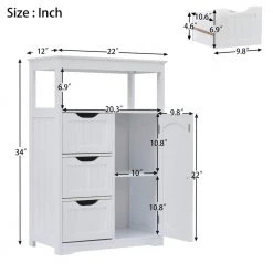 Storage Cabinet with Door and 3-Drawers by ATHMILE 13 Storage Cabinet with Door and 3-Drawers by ATHMILE -ATHMILE Sales Store white athmile accent cabinets gz b2w20220950 4f 1000