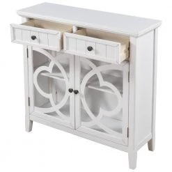 White Accent Storage Cabinet Wooden Cabinet with Adjustable Shelf and Glass Doors by ATHMILE -ATHMILE Sales Store white athmile accent cabinets gz wf284634aak 44 1000