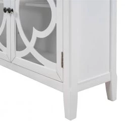 White Accent Storage Cabinet Wooden Cabinet with Adjustable Shelf and Glass Doors by ATHMILE -ATHMILE Sales Store white athmile accent cabinets gz wf284634aak 4f 1000