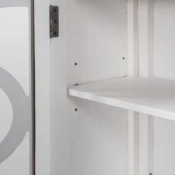 White Accent Storage Cabinet Wooden Cabinet with Adjustable Shelf and Glass Doors by ATHMILE -ATHMILE Sales Store white athmile accent cabinets gz wf284634aak fa 1000