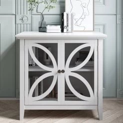 White Accent Storage Cabinet Wooden Cabinet with Decorative Transparent Door by ATHMILE 19 White Accent Storage Cabinet Wooden Cabinet with Decorative Transparent Door by ATHMILE -ATHMILE Sales Store white athmile accent cabinets gz wf284793aak 31 1000