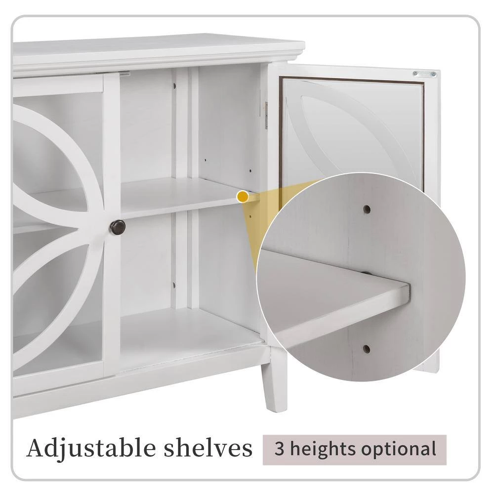 White Accent Storage Cabinet Wooden Cabinet with Decorative Transparent Door by ATHMILE 7 White Accent Storage Cabinet Wooden Cabinet with Decorative Transparent Door by ATHMILE - Image 7