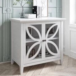 White Accent Storage Cabinet Wooden Cabinet with Decorative Transparent Door by ATHMILE 18 White Accent Storage Cabinet Wooden Cabinet with Decorative Transparent Door by ATHMILE -ATHMILE Sales Store white athmile accent cabinets gz wf284793aak 76 1000
