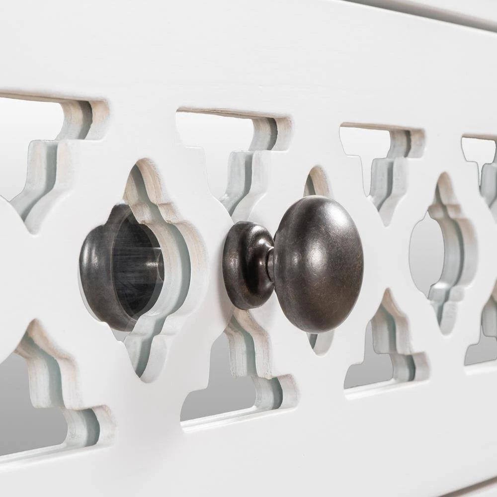 White 29.5 in. Accent Storage Cabinet Wooden Cabinet with Decorative Mirror Door by ATHMILE 6 White 29.5 in. Accent Storage Cabinet Wooden Cabinet with Decorative Mirror Door by ATHMILE - Image 6