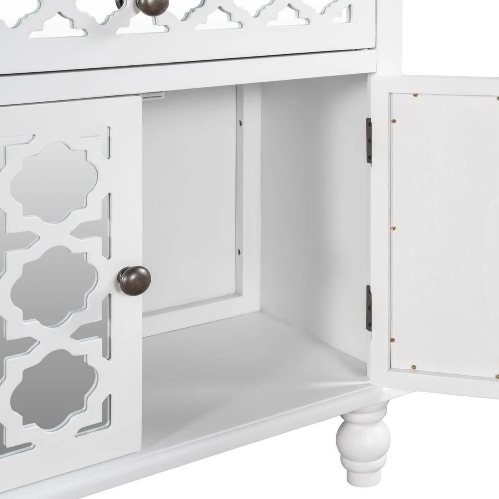 White 29.5 in. Accent Storage Cabinet Wooden Cabinet with Decorative Mirror Door by ATHMILE 5 White 29.5 in. Accent Storage Cabinet Wooden Cabinet with Decorative Mirror Door by ATHMILE - Image 5