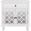 White 29.5 in. Accent Storage Cabinet Wooden Cabinet with Decorative Mirror Door by ATHMILE