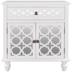 White 29.5 in. Accent Storage Cabinet Wooden Cabinet with Decorative Mirror Door by ATHMILE