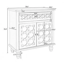 White 29.5 in. Accent Storage Cabinet Wooden Cabinet with Decorative Mirror Door by ATHMILE 13 White 29.5 in. Accent Storage Cabinet Wooden Cabinet with Decorative Mirror Door by ATHMILE -ATHMILE Sales Store white athmile accent cabinets gz wf285474aak c3 1000
