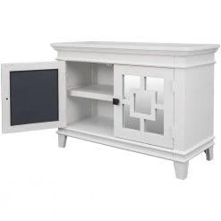 White Accent Storage Cabinet with Mirror Door by ATHMILE -ATHMILE Sales Store white athmile accent cabinets gzwf284088aak 1f 1000