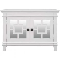 White Accent Storage Cabinet with Mirror Door by ATHMILE