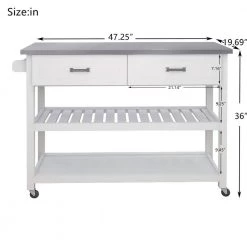 White Rolling Kitchen Cart with Stainless Steel Top and 2-Drawers by ATHMILE 8 White Rolling Kitchen Cart with Stainless Steel Top and 2-Drawers by ATHMILE -ATHMILE Sales Store white athmile bar carts gz b2w20220833 c3 1000