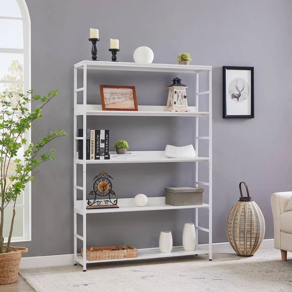 68.9 in. White 5-Shelf Standard Bookcase by ATHMILE 6 68.9 in. White 5-Shelf Standard Bookcase by ATHMILE - Image 6