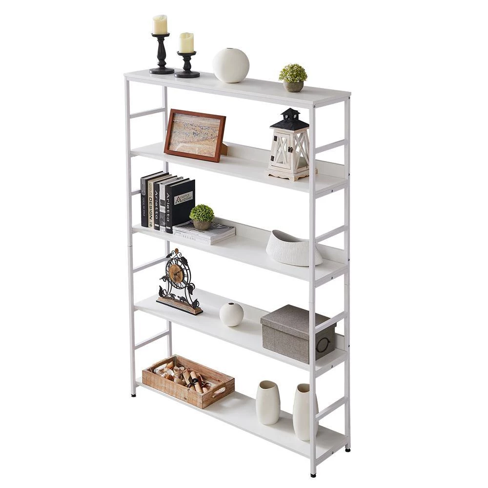 68.9 in. White 5-Shelf Standard Bookcase by ATHMILE 4 68.9 in. White 5-Shelf Standard Bookcase by ATHMILE - Image 4