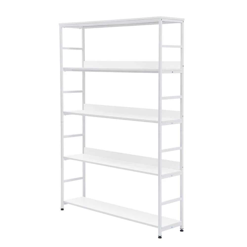 68.9 in. White 5-Shelf Standard Bookcase by ATHMILE 2 68.9 in. White 5-Shelf Standard Bookcase by ATHMILE - Image 2