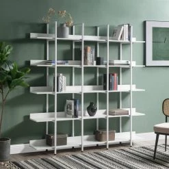 70.87 in. White 5-Shelf Standard Bookcase by ATHMILE -ATHMILE Sales Store white athmile bookcases bookshelves ccwf286176aak 31 1000