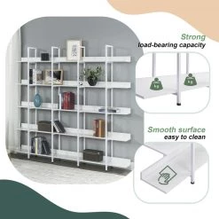 70.87 in. White 5-Shelf Standard Bookcase by ATHMILE -ATHMILE Sales Store white athmile bookcases bookshelves ccwf286176aak 44 1000
