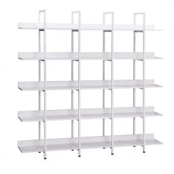 70.87 in. White 5-Shelf Standard Bookcase by ATHMILE
