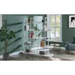 70.87 in. White 5-Shelf Standard Bookcase by ATHMILE -ATHMILE Sales Store white athmile bookcases bookshelves ccwf286176aak fa 1000