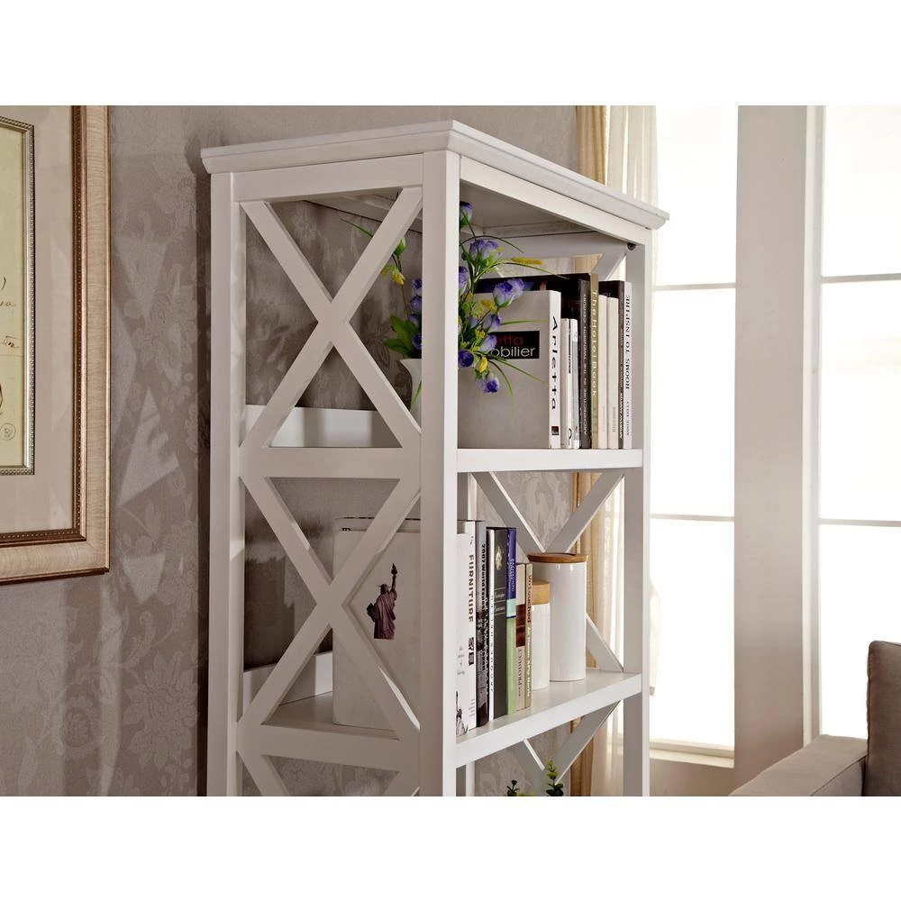 67 in. White 4-Shelf Standard Bookcase by ATHMILE 5 67 in. White 4-Shelf Standard Bookcase by ATHMILE - Image 5