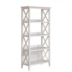 67 in. White 4-Shelf Standard Bookcase by ATHMILE