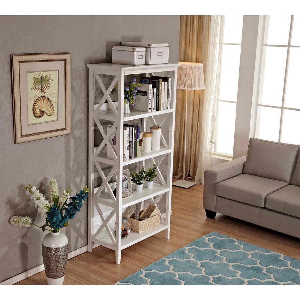 67 in. White 4-Shelf Standard Bookcase by ATHMILE 2 67 in. White 4-Shelf Standard Bookcase by ATHMILE - Image 2