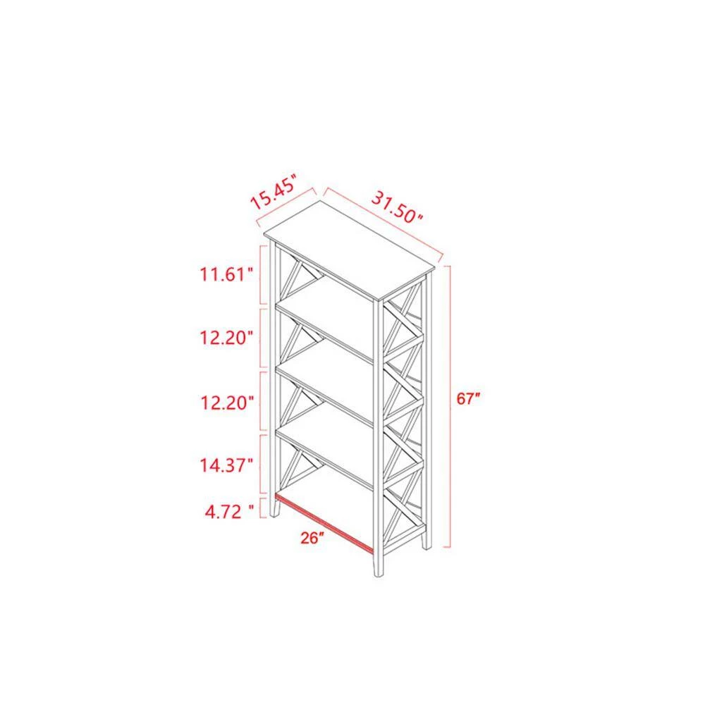 67 in. White 4-Shelf Standard Bookcase by ATHMILE 7 67 in. White 4-Shelf Standard Bookcase by ATHMILE - Image 7