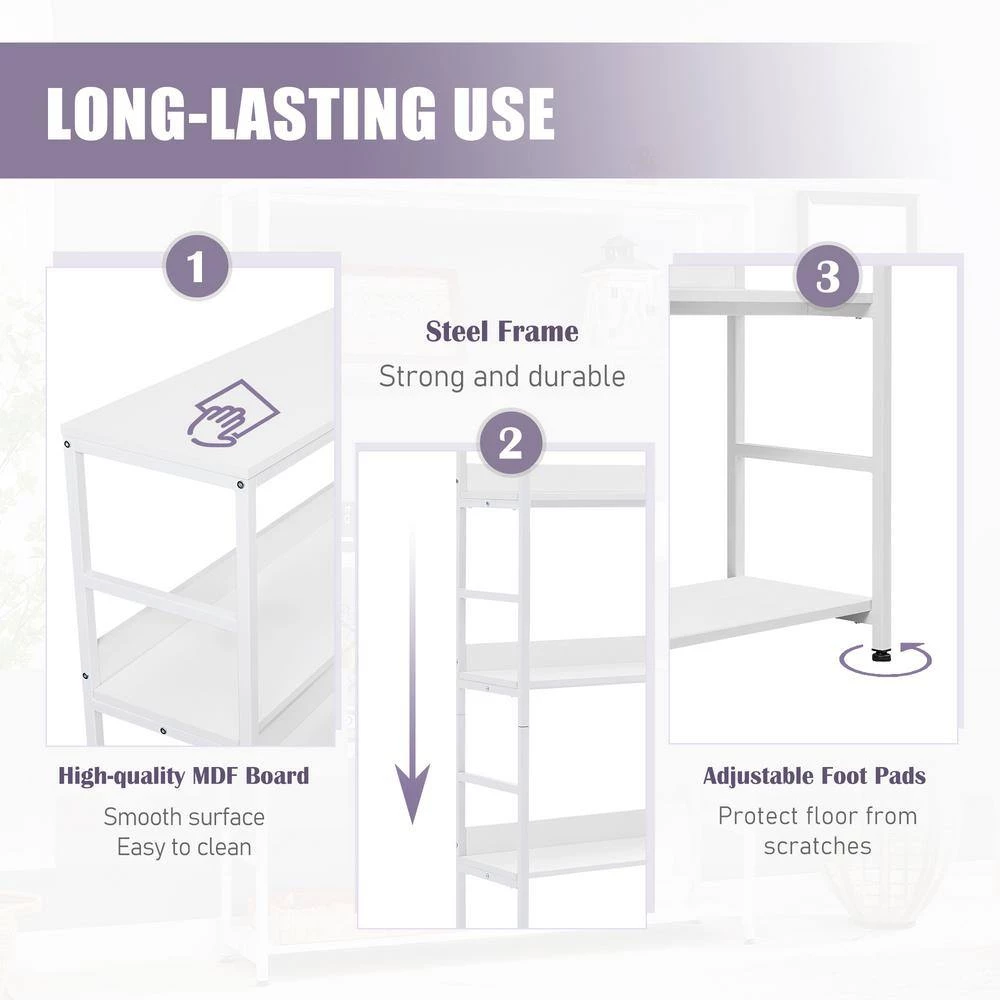 68.9 in. White 5-Tier Home Office Bookcase Open Bookshelf with Metal Frame by ATHMILE 5 68.9 in. White 5-Tier Home Office Bookcase Open Bookshelf with Metal Frame by ATHMILE - Image 5